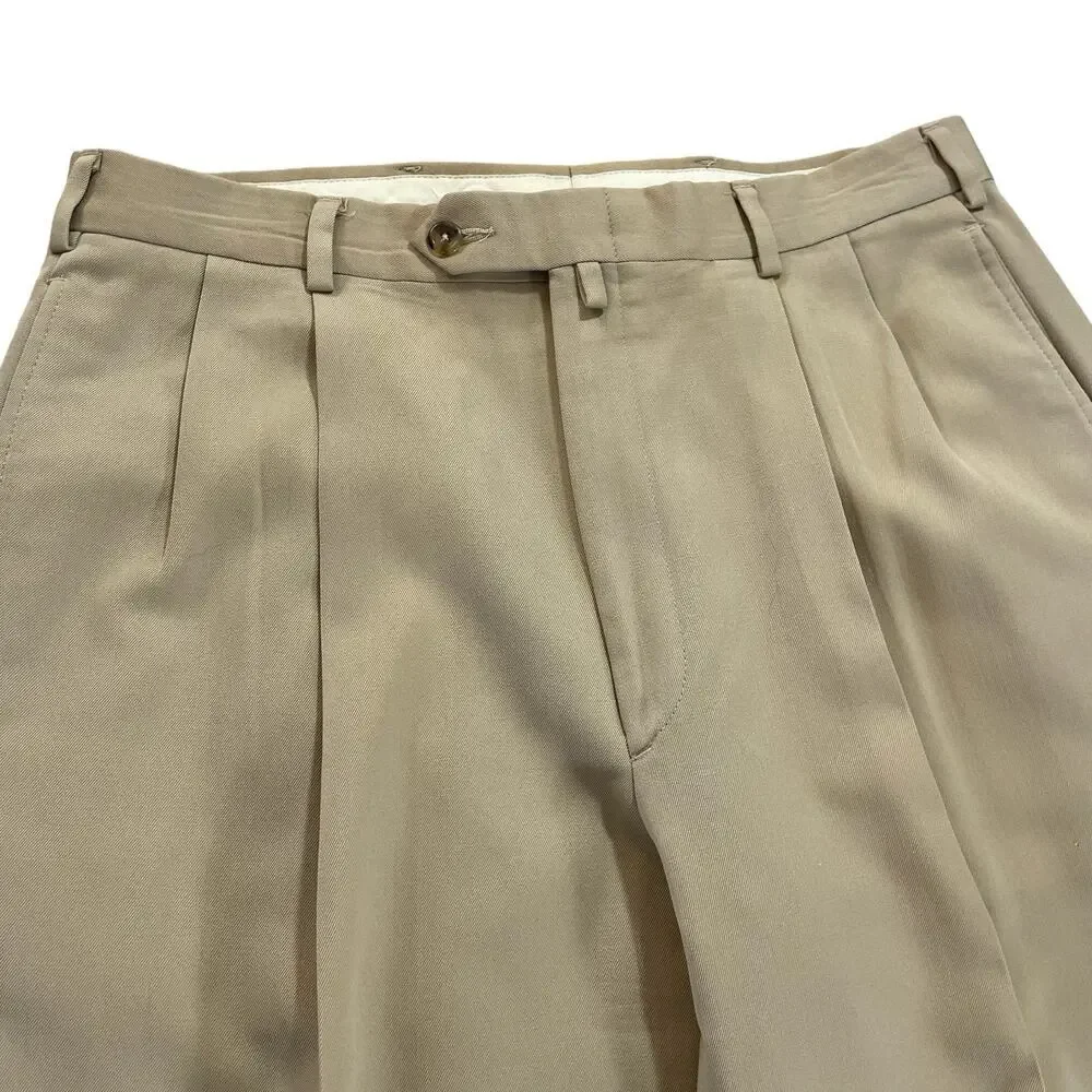 Vintage Tommy Hilfiger Wool Dress Pants Men's 33x29 Beige Double Pleated 1990s